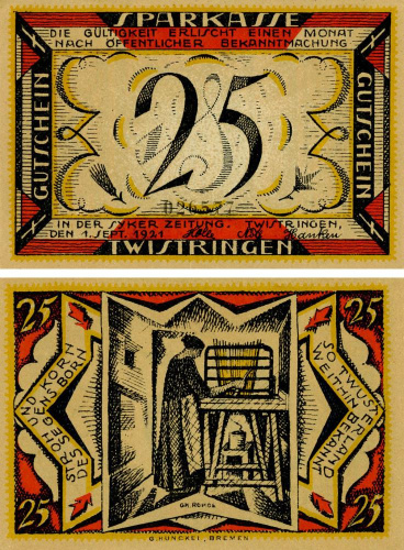 фото Германия Нотгельд  25 пфеннигов  1921 F-VF Твистринген