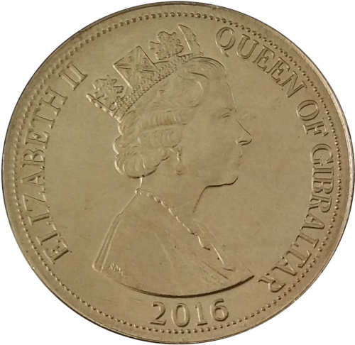 фото Гибралтар 1 фунт 2016 UNC Флора - Английский дуб