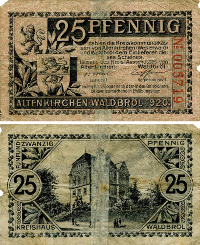 фото Германия Нотгельд  25 пфеннигов 1920 F-VF Альтенкирхен