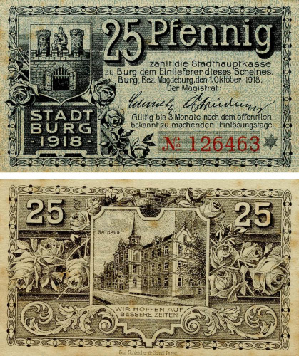 фото Германия Нотгельд  25 пфеннигов 1918 F-VF Магдебург