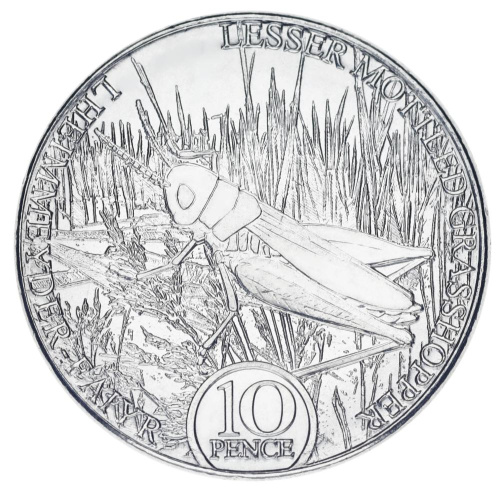 фото Остров Мэн 10 пенсов 2023 UNC Кузнечик