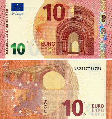фото Испания 10 евро 2014 VA V004 Драги UNC