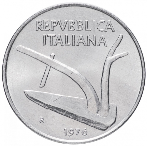 фото Италия 10 лир 1976-1978 VF (KM#93)