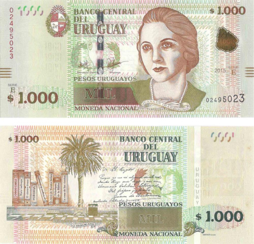 фото Уругвай 1000 песо 2015 UNC