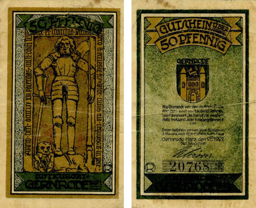 фото Германия Нотгельд  50 пфеннигов 1921 F-VF Гернроде