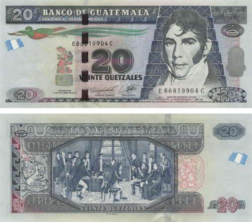 фото Гватемала 20 кетсалей 2012 UNC (P124c)
