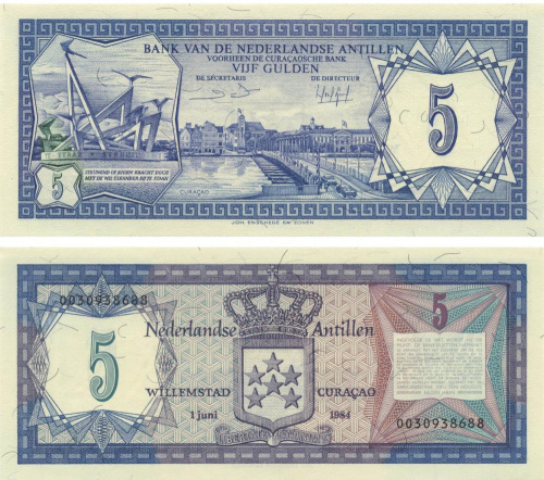 фото Нидерландские Антилы 5 гульденов 1984 UNC (P15b)