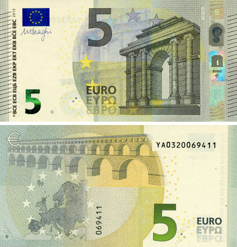 фото Греция 5 евро 2013 YA Y001 UNC