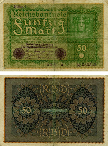 фото Германия 50 марок 1919 VG-VF (P66)