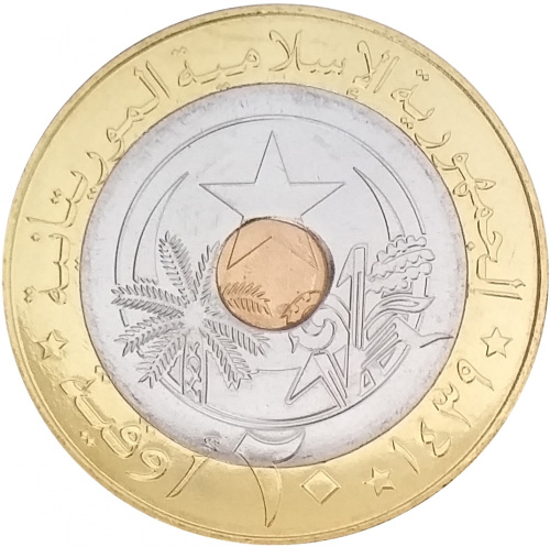 фото Мавритания 20 угий 2017 Биметалл UNC Верблюды
