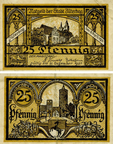 фото Германия Нотгельд  25 пфеннигов 1921 F-VF Йютербог