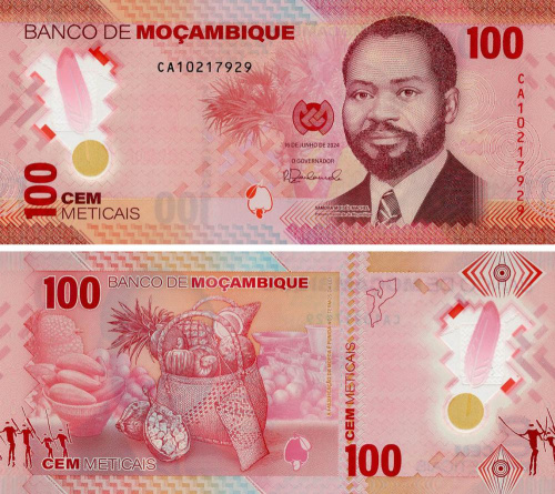 фото Мозамбик 100 метикалов 2024 Полимер UNC (PW157)