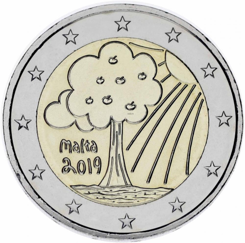 фото Мальта 2 евро 2019 Биметалл UNC Природа
