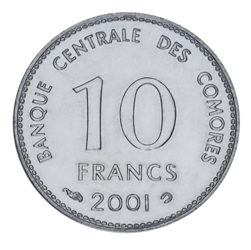 фото Коморские острова 10 франков 2001 UNC