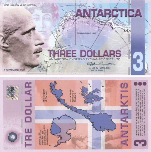 фото Антарктика 3 доллара 2008 UNC
