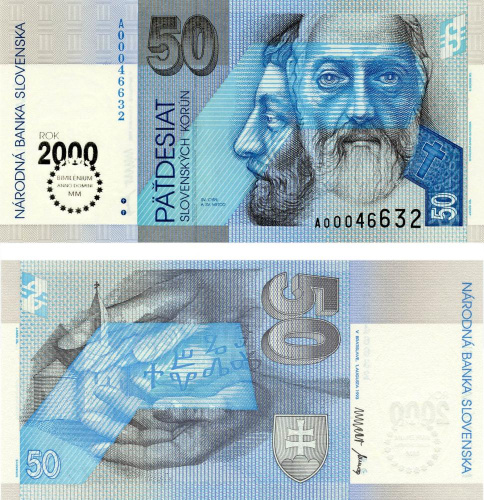 фото Словакия 50 крон 2000 «Миллениум 2000» UNC (P35)