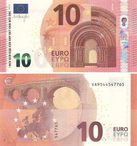 фото Испания 10 евро 2014 VA V008 Драги UNC