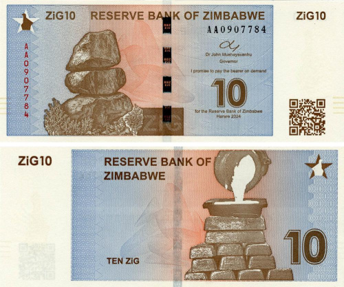 фото Зимбабве 10 зиг 2024 UNC Zimbabwe Gold (Pnew)