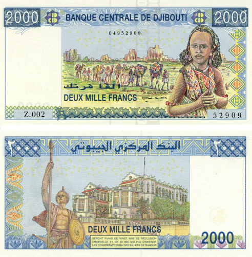 фото Джибути 2000 франков 2005 UNC серия Z002 (P43)
