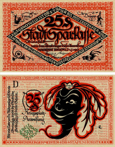 фото Германия Нотгельд  25 пфеннигов 1921  F-VF Билефельд