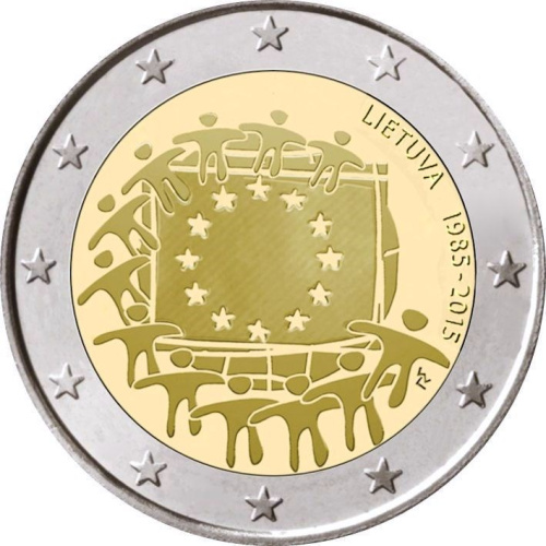 фото Литва 2 евро 2015 «Европейский флаг» UNC