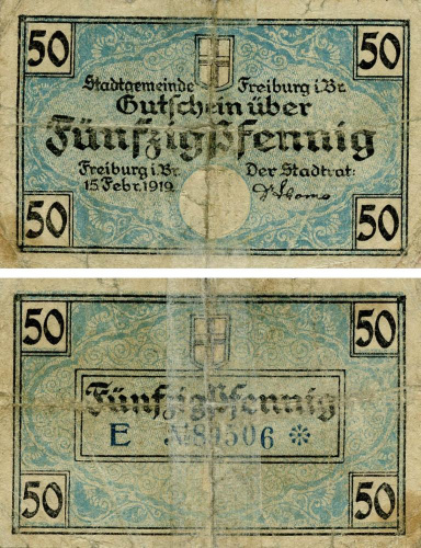 фото Германия Нотгельд  50 пфеннигов 1919  F-VF  Фрайбург