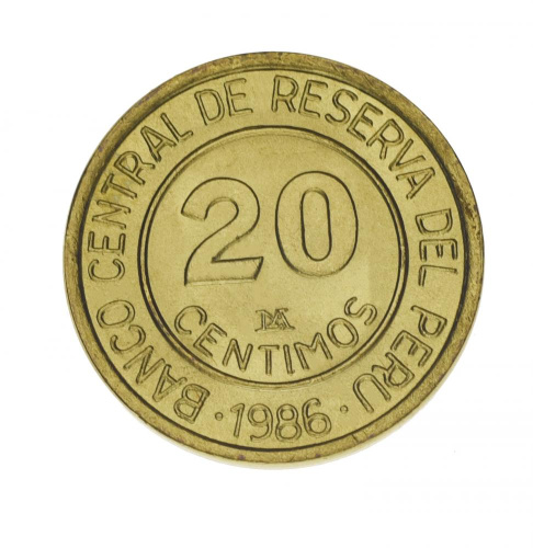 фото Перу 20 сентимо 1986 VF-AU