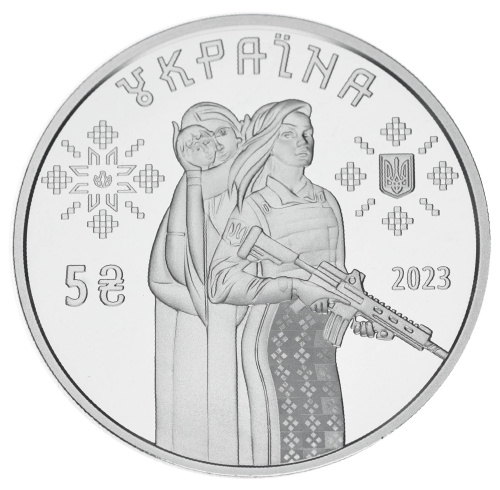 фото Украина 5 гривен 2023 UNC Защитницы в сувенирной упаковке