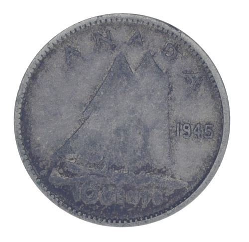 фото Канада 10 центов 1945 Серебро F-VF