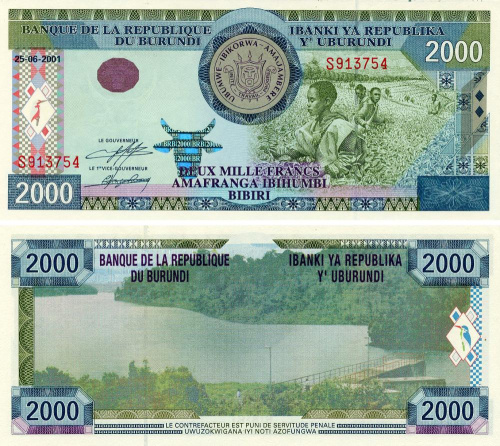 фото Бурунди 2000 франков 2001 UNC (P41)