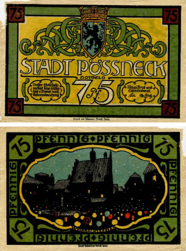 фото Германия Нотгельд  75 пфеннигов 1921 F-VF Пёснек