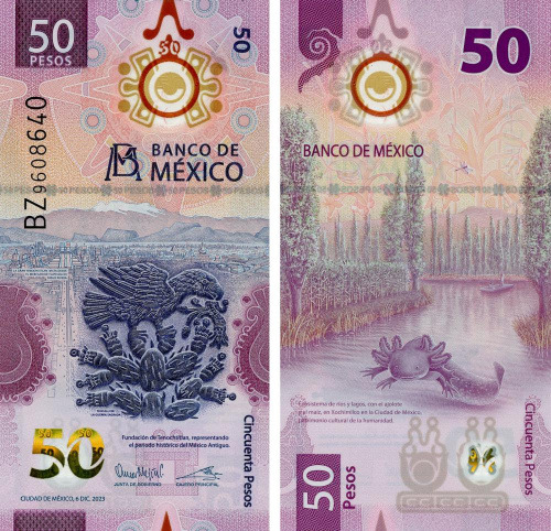 фото Мексика 50 песо 2023 Полимер UNC (PW133)
