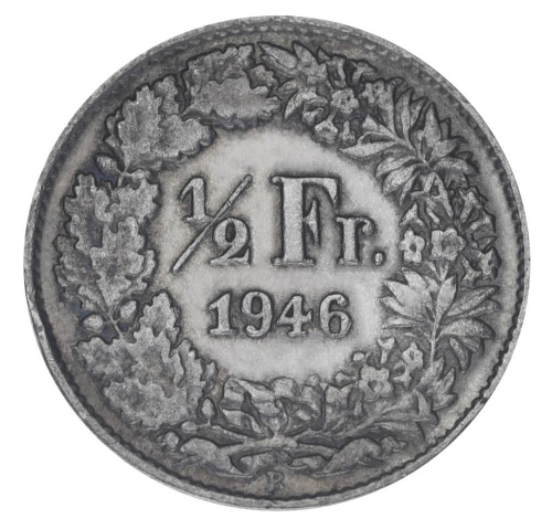фото Швейцария 1/2 франка 1946 Серебро F-VF (Ag 835, 2,5 грамма)