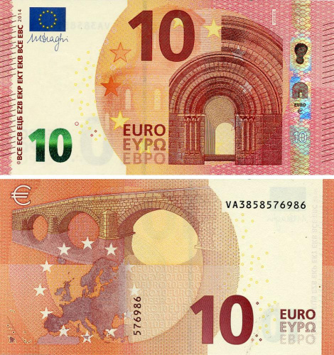 фото Испания 10 евро 2014 VA V003 Драги UNC