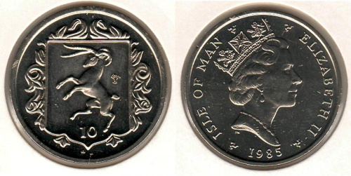 фото Остров Мэн 10 пенсов 1985 VF (KM#146)