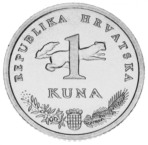фото Хорватия 1 куна 2007 AU-UNC Птица
