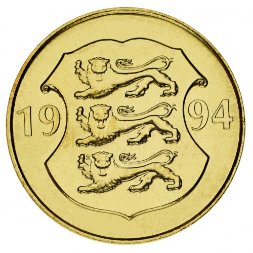 фото Эстония 5 крон 1994 UNC 75 лет Банку Эстонии
