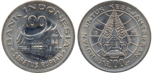 фото Индонезия 100 рупий 1978 F-VF (KM#42)