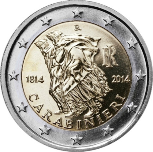 фото Италия 2 евро 2014 Биметалл UNC Карабинеры