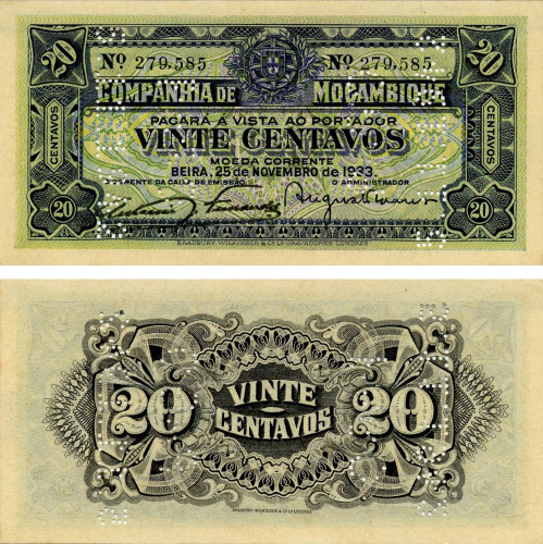 фото Мозамбик 20 сентаво 1933 UNC (R29)