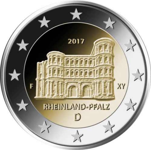 фото Германия 2 евро 2017 D «Рейнланд-Пфальц» UNC