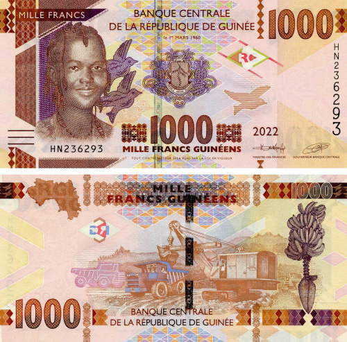 фото Гвинея 1000 франков 2022 UNC (P48)
