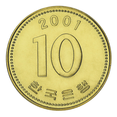 фото Южная Корея 10 вон 2001 UNC Таботхап