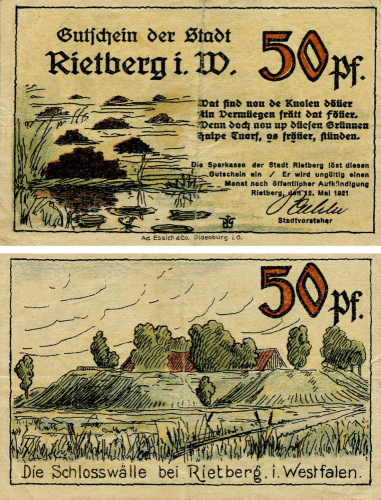 фото Германия Нотгельд  50 пфеннигов  1921  F-VF Ритберг