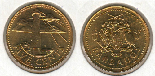 фото Барбадос 5 центов 1997 VF (km#11)