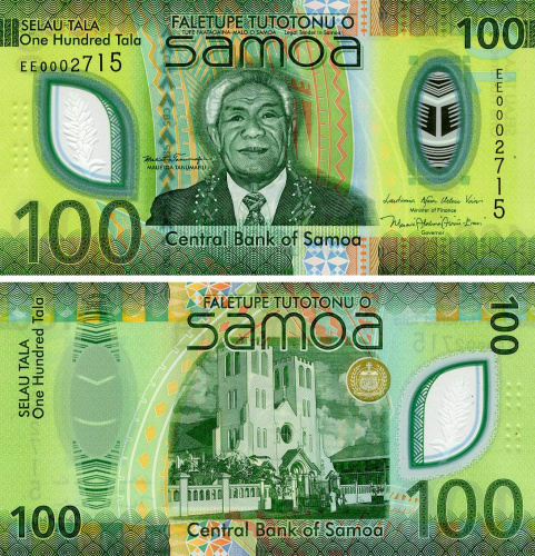 фото Самоа 100 тала 2025 Полимер UNC (P51)