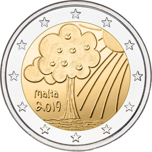 фото Мальта 2 евро 2019 Биметалл UNC Природа