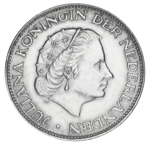фото Нидерланды 2,5 гульден 1961 Серебро F-VF Королева Юлиана (Ag 720, 15 грамм)