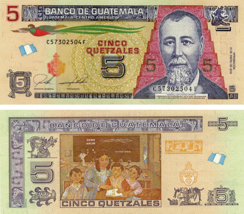 фото Гватемала 5 кетсалей 2018 UNC (P122)